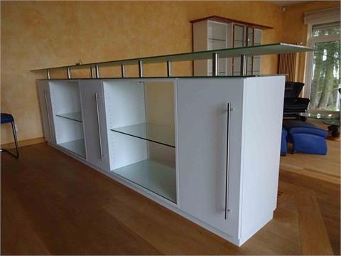 1 Sideboard, weiß mit Glasplatte