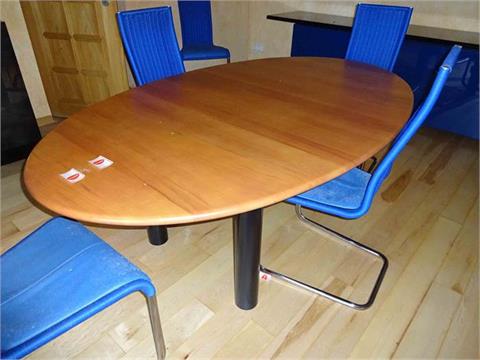 1 Esszimmertisch, oval, mit 6 Stühlen (Schimmelbildung)
